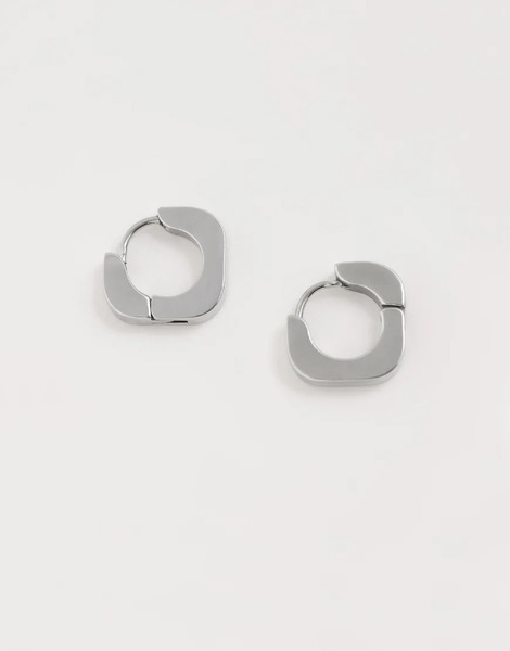  Asos Design Pendientes De Aro Pequeños Plateados Cuadrados Con Bordes Redondeados De Acero Inoxidable Resistente Al Agua De Asos Design 