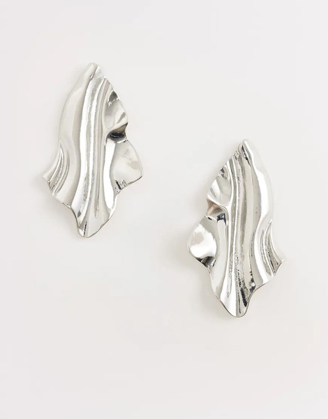  Asos Design Pendientes De Tono Plateado Con Diseño Irregular De Asos Design-multicolor 