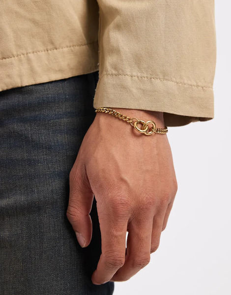  Asos Design Pulsera Dorada De Cadena Con Detalle De Doble Círculo De Acero Inoxidable Resistente Al Agua De Asos Design-plateado 