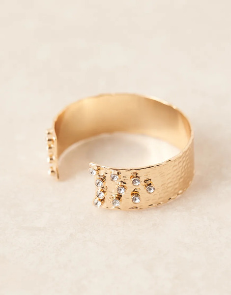  Asos Design Pulsera Dorada Rígida Y Abierta Con Diseño Efecto Fundido, Acabado Texturizado Y Detalles De Strass De Asos Design-dorado 