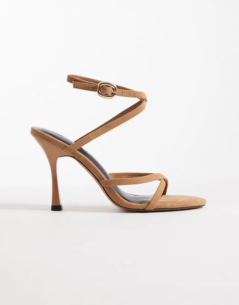  Asos Design Sandalias Color Arena De Tacón Alto Minimalistas Con Detalle Cruzado De Antelina Nikki De Asos Design-neutro 