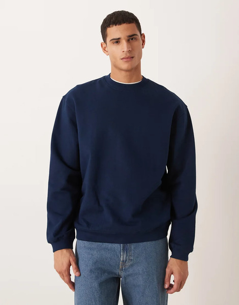  Asos Design Sudadera Azul Marino Extragrande De Tejido Grueso De 400 G/m² De Asos Design Circular Design Collection 