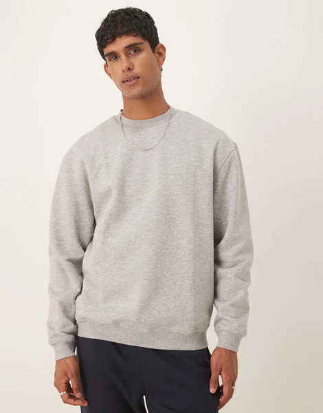  Asos Design Sudadera Gris Jaspeado Básica Extragrande De Asos Design 