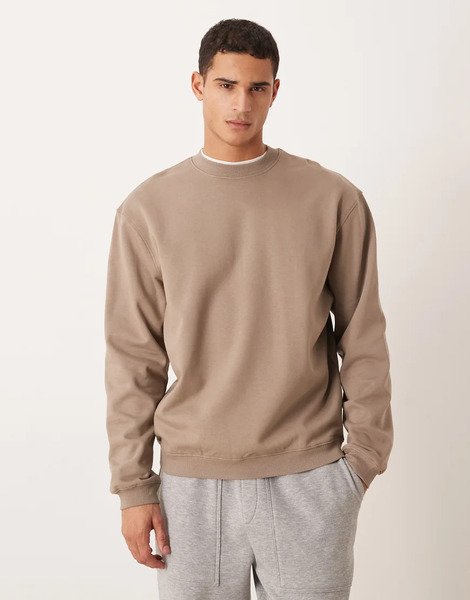  Asos Design Sudadera Marrón Extragrande De Tejido Grueso De 400 G/m² De Asos Design Circular Design Collection-brown 