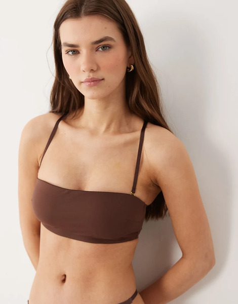  Asos Design Sujetador Marrón Chocolate Moldeador Multiposición Estilo Palabra De Honor Con Relleno Extraíble Carla De Asos Design 