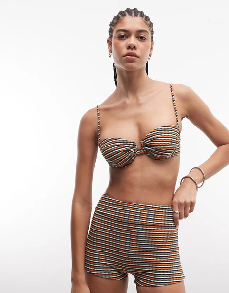  Asos Design Top De Bikini Balconette A Rayas En Tonos Atardecer Con Aros Y Copas Fruncidas Dori Cape Cod De Asos Design-naranja 
