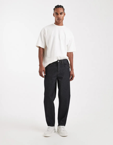 Asos Design Vaqueros Azul Añil De Corte Tapered Holgado De Tejido Grueso De Asos Design Circular Design Collection 