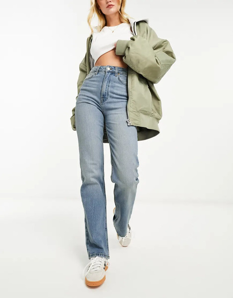  Asos Design Vaqueros Azul Medio Elásticos De Pernera Recta Cómoda De Asos Design 
