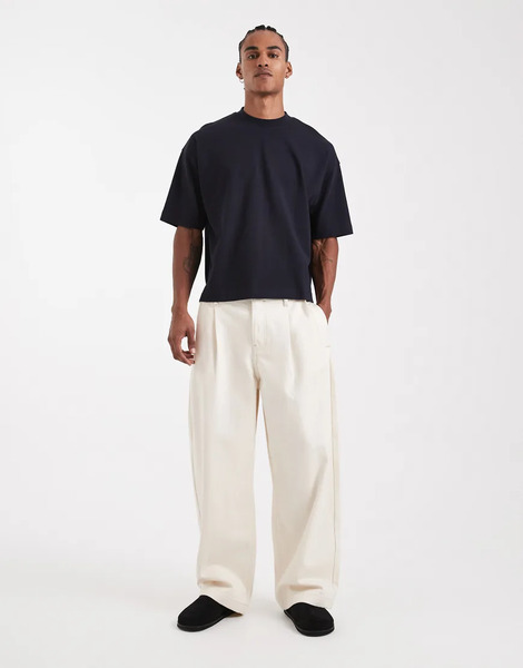  Asos Design Vaqueros Color Crudo De Corte Barrel De Tejido Grueso De Asos Design Circular Design Collection-blanco 