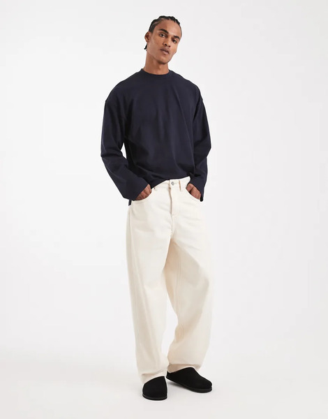  Asos Design Vaqueros Color Crudo De Corte Recto Suelto De Tejido Grueso De Asos Design Circular Design Collection-blanco 