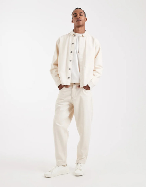  Asos Design Vaqueros Color Crudo De Corte Tapered Holgado De Asos Design Circular Design Collection (parte De Un Conjunto)-blanco 