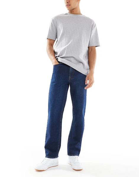  Asos Design Vaqueros De Corte Recto Con Lavado Azul Oscuro De Asos Design 