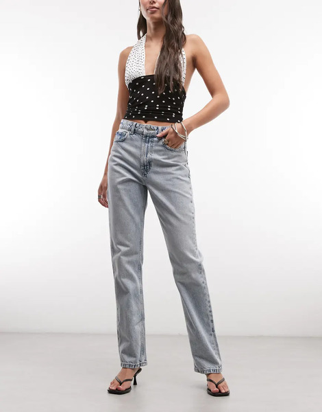  Asos Design Vaqueros De Corte Recto Estilo Años 90 Con Lavado Claro De Asos Design-azul 