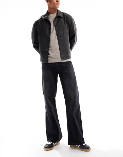  Asos Design Vaqueros De Pernera Acampanada Ancha Con Lavado Negro De Asos Design 