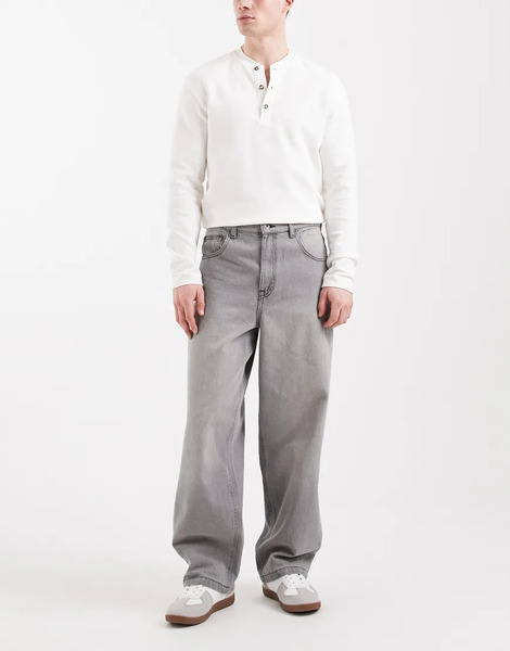  Asos Design Vaqueros Gris Lavado De Corte Recto Suelto De Asos Design 