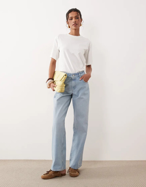  Asos Design Vaqueros Holgados De Talle Bajo Con Lavado Claro Medio De Asos Design Circular Design Collection-azul 