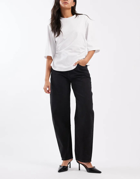  Asos Design Vaqueros Negro Lavado De Corte Barrel Slim De Asos Design 