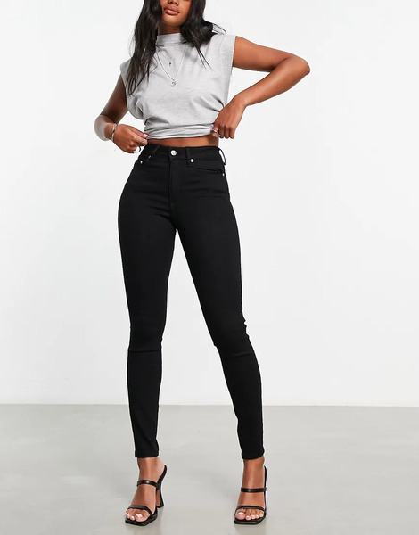  Asos Design Vaqueros Negro Limpio De Corte Pitillo De Asos Design 
