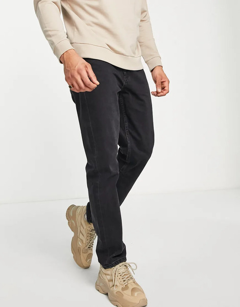  Asos Design Vaqueros Negros Lavados De Corte Recto De Asos Design 
