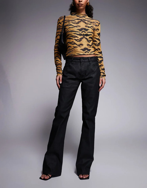  Asos Design Vaqueros Negros Revestidos De Corte Bootcut De Asos Design 