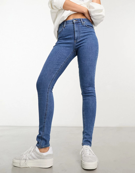  Asos Design Vaqueros Pitillo Azul Medio De Asos Design 