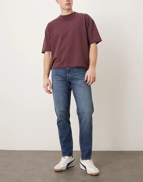  Asos Design Vaqueros Tapered Con Lavado Azul Oscuro De Asos Design 
