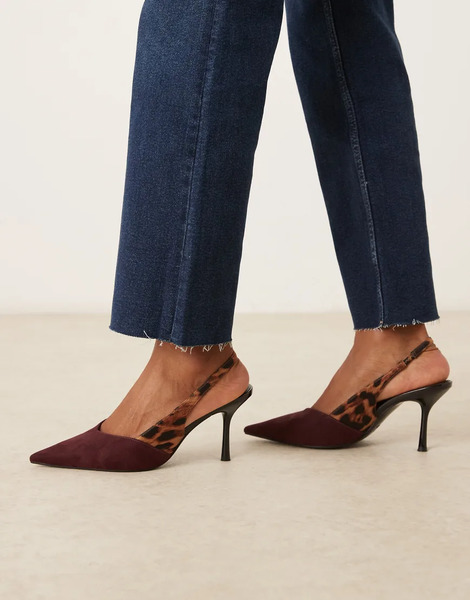  Asos Design Zapatos Burdeos Destalonados Con Estampado De Leopardo Y Tacones De Aguja Sabrina De Asos Design-multicolor 