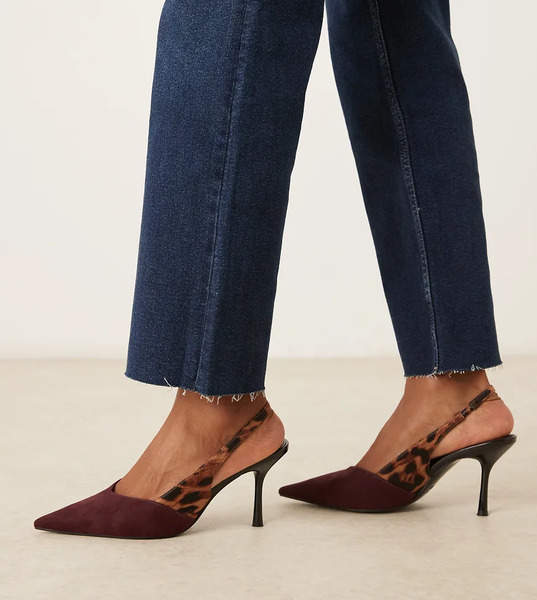  Asos Design Zapatos Burdeos Destalonados Con Estampado De Leopardo Y Tacones De Aguja Sabrina De Asos Design Wide Fit-multicolor 