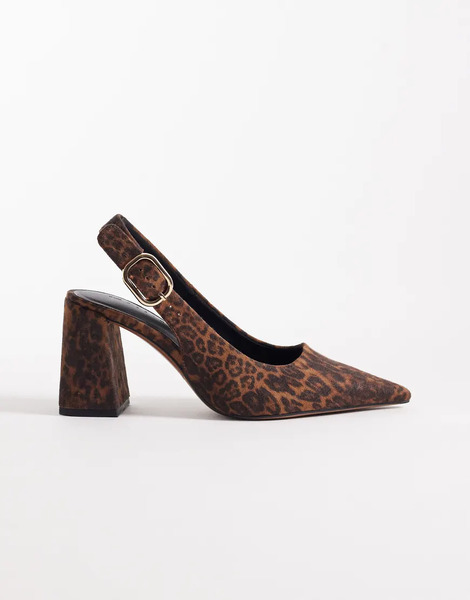  Asos Design Zapatos Destalonados Con Tacón Medio De Bloque Y Estampado De Leopardo De Antelina Surrey De Asos Design-multicolor 