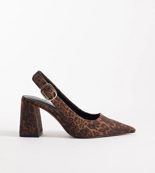  Asos Design Zapatos Destalonados Con Tacón Medio Grueso Y Estampado De Leopardo De Antelina Surrey De Asos Design Wide Fit-multicolor 