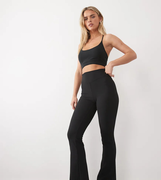  Asos Leggings Negros Para Yoga De Talle Alto Y Corte Slim Con Abertura Lateral De Canalé Fino De 4505 Petite 