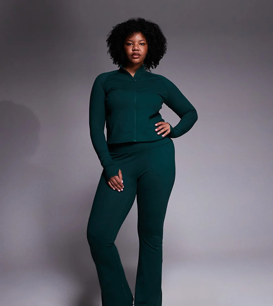  Asos Leggings Verde Pino Para Yoga De Talle Alto Y Corte Slim Acampanado De Tejido Suave Icon De 4505 Curve 