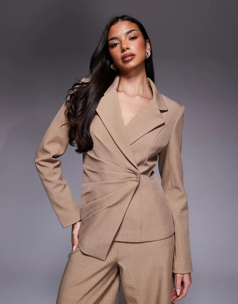  Asos Luxe Americana Tostada Con Detalle De Costuras Laterales Premium De Asos Luxe (parte De Un Conjunto)-brown 