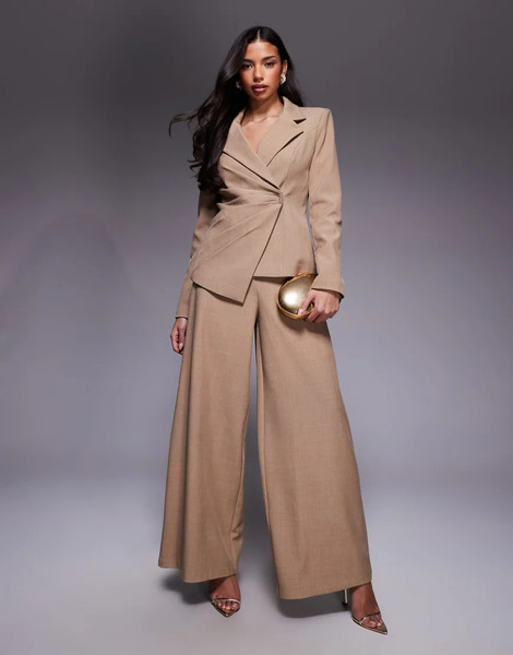  Asos Luxe Pantalones De Campana Color Tostado De Corte Muy Ancho Premium De Asos Luxe (parte De Un Conjunto)-brown 