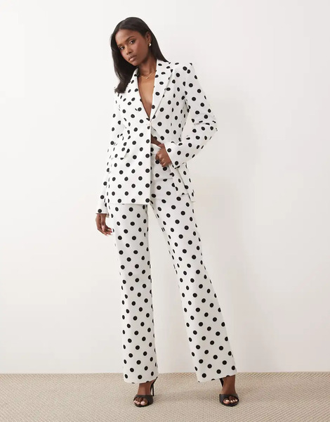  Asos Luxe Asos Luxe - Pantalones De Traje De Sastre Con Estampado De Lunares (parte De Un Conjunto)-multicolor 