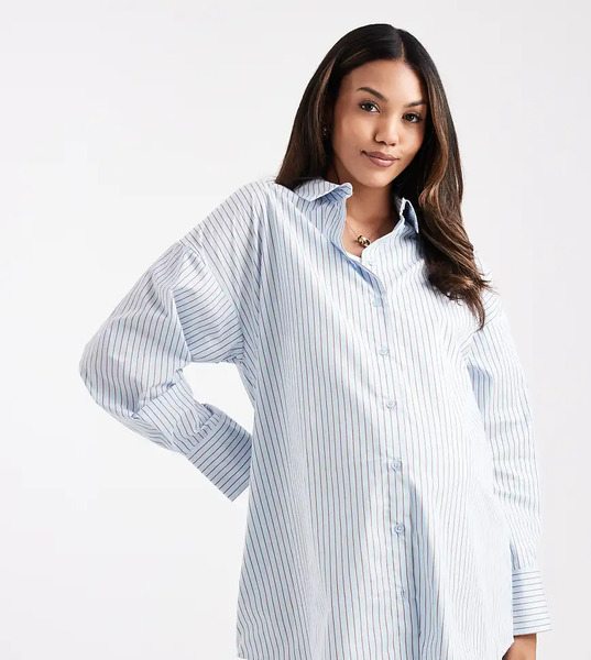  Asos Maternity Camisa Extragrande A Rayas Azules De Asos Design Maternity 