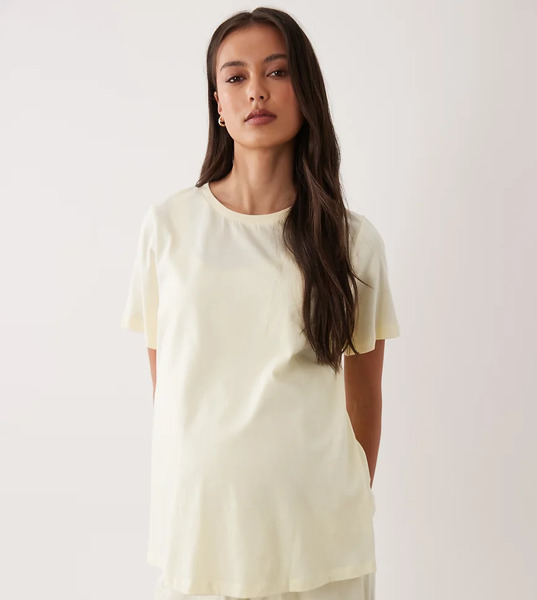  Asos Maternity Camiseta De Pijama Amarillo Crema Con Abertura Lateral Para Lactancia De Algodón Mix & Match De Asos Design Maternity 