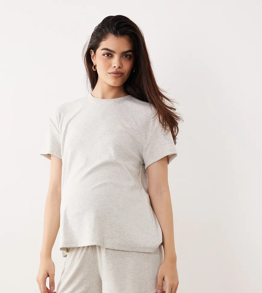  Asos Maternity Camiseta De Pijama Color Avena Extragrande Con Abertura Lateral De Canalé Mix & Match De Asos Design Maternity-morado 