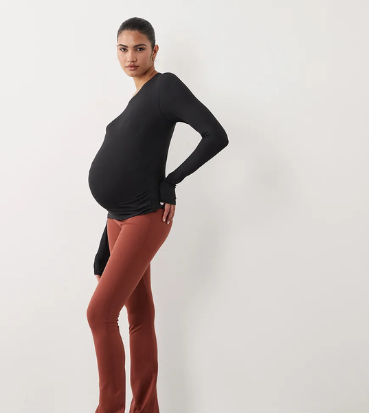  Asos 4505 Maternity - Icon - Leggings Color ámbar Para Yoga De Talle Alto Y Corte Slim Acampanado De Tejido Suave-marrón 