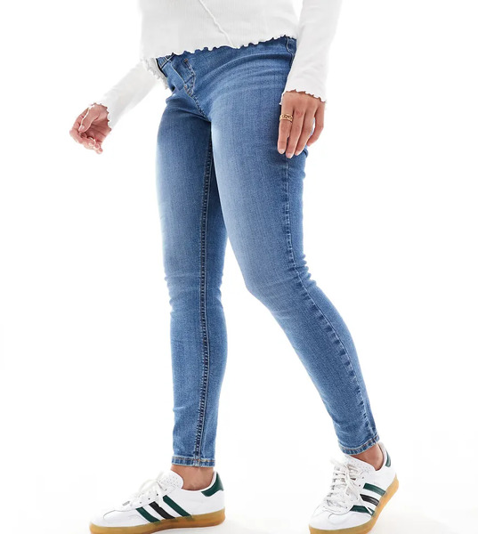  Asos Maternity Vaqueros Azules De Corte Pitillo Con Diseño Por Encima Del Vientre Ultimate De Asos Design Maternity 