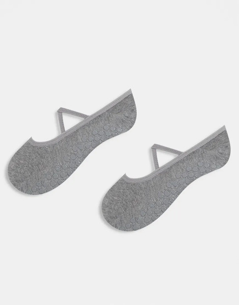  Asos Pack De 2 Pares De Calcetines Gris Jaspeado Antideslizantes Para Pilates Con Tiras Elásticas De 4505 