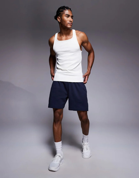  Asos Pantalones Cortos Azul Marino Con Acabado De Secado Rápido De Tejido De Sudadera Grueso De Algodón Icon De 4505 
