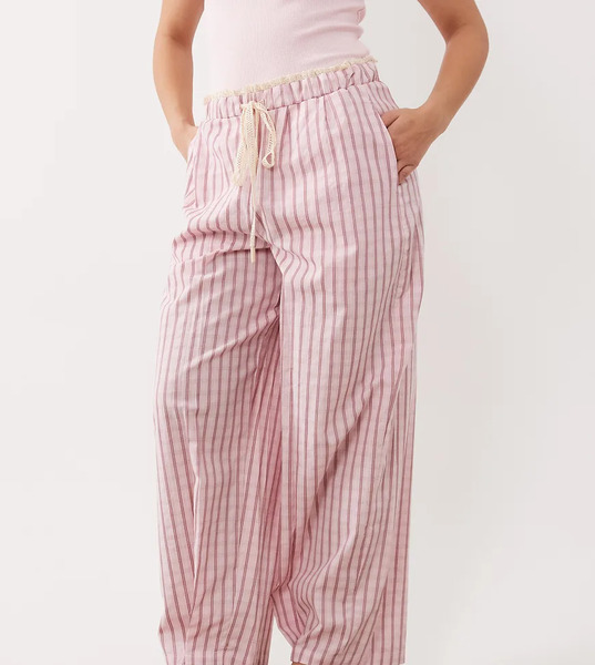  Asos Petite Pantalones De Pijama Rosas A Cuadros De Tejido Texturizado Con Ribete De Encaje En La Cinturilla De Asos Design Petite 
