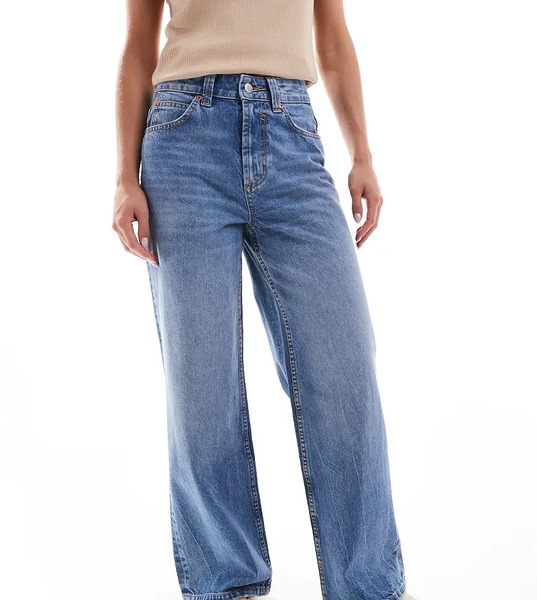  Asos Petite Vaqueros Dad Azul Medio De Pernera Ancha De Asos Design Petite 