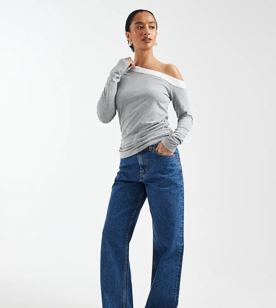  Asos Petite Vaqueros Dad Azul Pulcro De Pernera Ancha De Asos Design Circular Design Collection Petite-azul Marino 