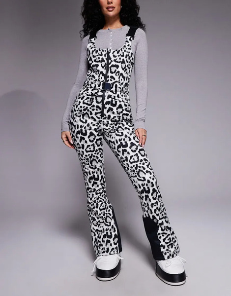  Asos Peto De Esquí Hidrófugo Con Estampado De Leopardo De Las Nieves Y Cinturón De Softshell De Asos 4505 Ski Hourglass-multicolor 