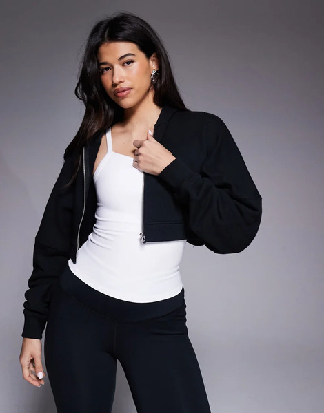  Asos Sudadera Con Capucha Negro Lavado Con Cremallera Y Mangas Caídas Muy Corta De Algodón Grueso De 420gsm De 4505 Rest Day 