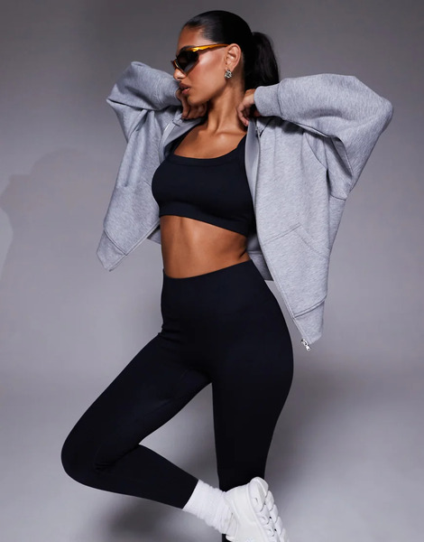  Asos Sudadera Gris Jaspeado Extragrande Con Capucha Y Cremallera De Punto Deportivo De Secado Rápido De 4505-neutro 