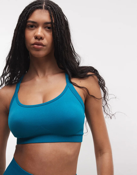  Asos Sujetador Deportivo Push Up Azul Cerúleo Moldeador De Tirantes Sin Costuras Con Relleno Extraíble De 4505 