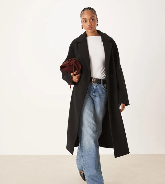 Asos Tall Abrigo Negro Cómodo De Asos Design Tall 